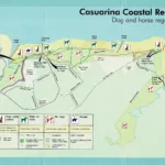 Map of Casuarina Coastal Reserve in Darwin, NT, detailing dog and horse regulation zones along the coast from Nightcliff Beach to Buffalo Creek.